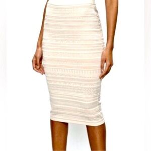 BABATON Bodycon Cream Pencil Skirt